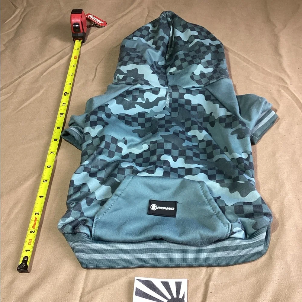 Fresh Pawz Checkered Camo Dog Hoodie Large